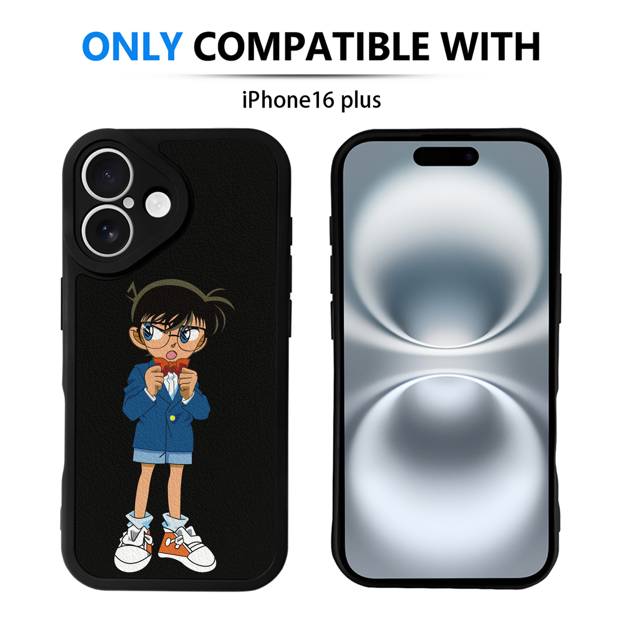 （画像用） 名探偵コナン 江戸川 コナン Detective Conan Conan Edogawa 【iPhone 16シリーズ対応】シリコンスマホケース（レザー調） 材質：シリコン